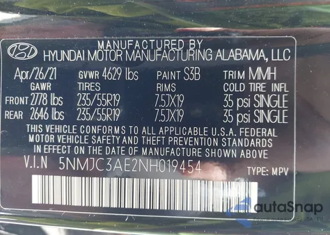 2022 Hyundai Tucson Sel из США, поврежденный, VIN 5NMJC3AE2NH019454